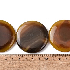 天然石瑪瑙ビーズ連売り  染め＆加熱  フラットラウンド  ゴールデンロッド  48~50x9~11mm  穴：2mm  約8個/連  15.75''（40センチメートル）&nbsp;G-B177-B01-03