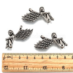304ステンレススチールエンジェルペンダント  大天使のペンダント  アンティークシルバー  45x11x22.5mm  穴：4x6mm&nbsp;LS-STAS-M202-02AS