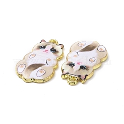 合金エナメルチャーム  ライトゴールド  猫  キャメル  25x14x2.3mm  穴：1.6mm&nbsp;X-FIND-E031-02B