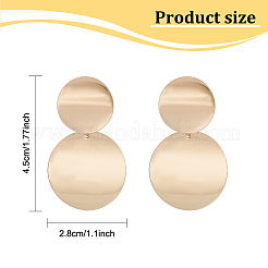 2ペア 2色 合金 ダブルフラットラウンドダングルスタッドピアス レディース  プラチナ·ゴールデン  45mm  ピン：0.7mm  1ペア/カラー&nbsp;EJEW-AN0001-84