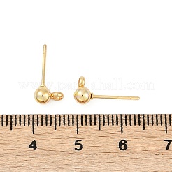 304ステンレススチールボールポストスタッドピアス金具  ループと316サージカルステンレススチールピン付き  ゴールドカラー  15x7x4mm  ピン：0.8mm&nbsp;STAS-Z035-01G-H