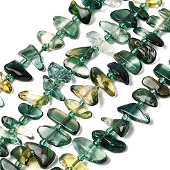 合成緑と黄色のクォーツビーズ連売り  ナゲット  シードビーズで  9~16x4~8x3~8mm  穴：0.9mm  約47~55個/連  15.35~16.14''（39~41センチメートル）&nbsp;G-L649-A05-01