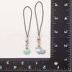合金エナメル携帯ストラップ  ナイロンコード付き  羊と雲  羊の模様  9.5~10.2cm  ペンダント：12~17x13~19.5x1~2.5mm  16個/セット&nbsp;HJEW-SW00024-02