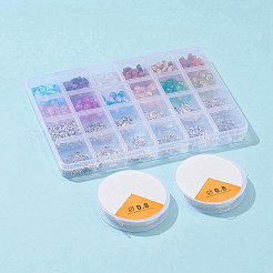 DIYイヤリング作成キット  ジェムストーンチップビーズ入り  ガラスクラックルビーズ＆シードビーズ  ピアスフック  イヤーナット  ペンダント  スペーサービーズ  ヘッドピン  丸カン  伸縮性のある糸  ミックスカラー&nbsp;DIY-FS0002-72
