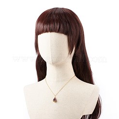 天然アメジスト ティアドロップ ペンダント ネックレス  女性のための金メッキ真鍮ジュエリー  ゴールドカラー  17.72インチ（45cm）&nbsp;NJEW-JN03966
