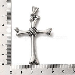 304ステンレススチール製ビッグペンダント  骨の十字架のチャーム  アンティークシルバー  60x36x4mm  穴：9x5mm&nbsp;LS-STAS-D091-06AS