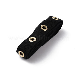 ポリエステルグロメットアイレットツイルテープトリム  金メッキ真鍮アイレットリボン  服飾材料  ブラック  20x1~1.5mm&nbsp;OCOR-WH0080-85