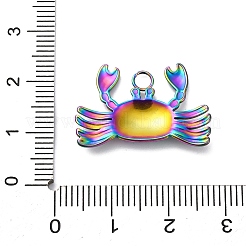 イオンプレーティング（IP）304ステンレスペンダント  カニチャーム  虹色  24.5x17x3mm  穴：2.5mm&nbsp;STAS-E182-08M