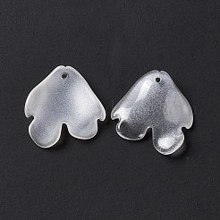 電気メッキガラスペンダント  花びらのチャーム  ホワイトスモーク  20x19x4mm  穴：1.2mm&nbsp;EGLA-H102-02B