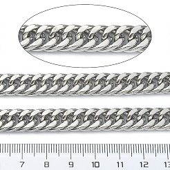 変色しにくい304ステンレススチール製キューバチェーン  ダイヤモンドカットチェーン  溶接されていない  スプールで  ステンレス鋼色  12.5x9.5x4mm&nbsp;CHS-E030-04A-P