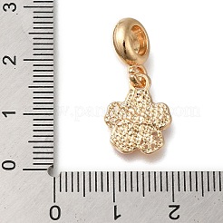 ラックメッキ合金ピンクエナメルヨーロピアンダングルチャーム  花の大きな穴のペンダント  ゴールドカラー  24.5mm  穴：4.5mm  花：14.5x11.5x2.5mm&nbsp;PALLOY-A009-07G