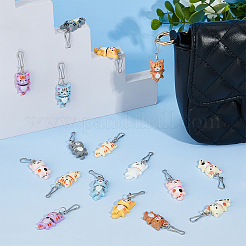 9色の猫樹脂ジッパープル18個  鉄のクラスプ付  ジッパー交換アクセサリー  スーツケース用  バッグ  コスチューム  ミックスカラー  50mm  2個/カラー&nbsp;HJEW-DC00037