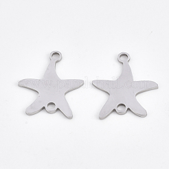 変色しにくい201ステンレススチールリンクコネクター  レーザーカットリンク  ヒトデ/海星  ステンレス鋼色  18x15.5x1mm  穴：1.8mm&nbsp;STAS-T044-50P