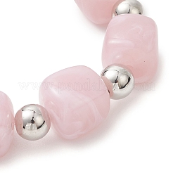ツートンアクリル＆ccbプラスチック直方体ビーズストレッチブレスレット（女性用）3個  キューブ  ミックスカラー  内径：1.95~1.99インチ（4.95~5.05cm）&nbsp;BJEW-JB13302-02