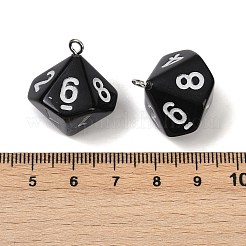 アクリルパーツ  プラチナアイアンループ付き  [10]面  サイコロ  ブラック  25x21.5x21.5mm  穴：2mm&nbsp;OACR-Q103-01B