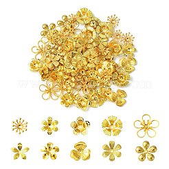 100 個 10 スタイル真鍮ビーズキャップ  花  ゴールドカラー  13~21x1.5~5mm  穴：1~1.8mm  10個/スタイル&nbsp;KK-CJ0002-12