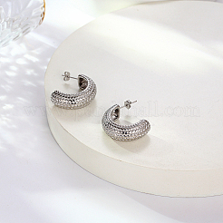 変色しない304ステンレススチールアーチスタッドピアス  ハーフフープピアス  ステンレス鋼色  27x10mm&nbsp;AP9036-2