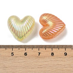 蓄光＆UVメッキ不透明アクリルビーズ  虹色の  ハート  グリッターパウダー付き  ミックスカラー  20x21x11mm  穴：2.5mm&nbsp;OACR-B031-24