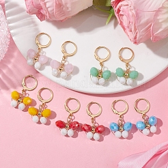 7ペア7色合金ダングルフレンチフックピアス  蝶のガラスドロップイヤリング  ミックスカラー  31x17~18mm  1ペア/カラー&nbsp;EJEW-JE05716