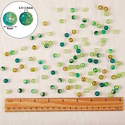 300個6色スプレー塗装クラックルガラスビーズ  ラウンド  濃い緑  8mm  穴：1.3~1.6mm  50個/カラー&nbsp;CCG-SZ0001-11D