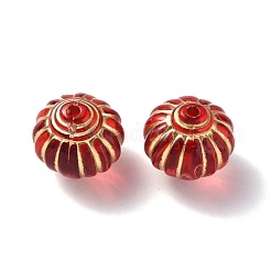 メッキアクリルビーズ  ライン入り  ランタン  レッド  14x13.5mm  穴：1.6mm&nbsp;X-OACR-P007-03A