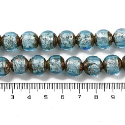 手作りゴールドパウダー入りランプワークビーズ連売り  ラウンド  空色  12mm  穴：1.8mm  約42~45個/連  18.50''~20.87''（47~53センチメートル）&nbsp;LAMP-P062-01E