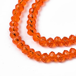 ガラスビーズ連売り  多面カットそろばん  ロンデル  ダークオレンジ  2.9~3.3x2mm  穴：0.8mm  約135~140個/連  32~34cm&nbsp;EGLA-A034-T2mm-D25