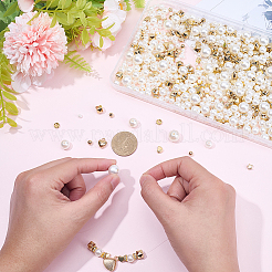 DIY ビーズ ファインディング キット  アクリルビーズ入り  ccbプラスチックビーズ＆ペンダント  真鍮製ラインストーンスペーサービーズ  ゴールドカラー  4mm  穴：1mm&nbsp;DIY-SC0032-18G