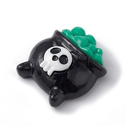 ハロウィーン不透明樹脂カボション  ブラック  大釜模様  25x22.5x10mm&nbsp;X-CRES-B010-01A-01