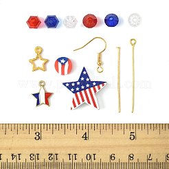 独立記念日のDIYイヤリング作りキット  ウッドビーズを含む  アクリルビーズ  ポリマークレイビーズ  合金チャーム  鉄のイヤリングのフックとピン  ミックスカラー&nbsp;DIY-FS0009-54