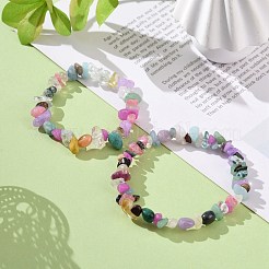 親子用ミックスジェムストーンチップストレッチブレスレットセット2個。  内径：1-7/8~2インチ（4.9~5.1cm）&nbsp;BJEW-JB08431