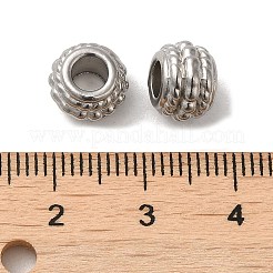 変色しない304ステンレススチールビーズ  大穴ビーズ  ロンデル  ステンレス鋼色  8x6.5mm  穴：4mm&nbsp;STAS-I203-41P