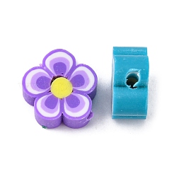 手作りポリマークレイの花梅の花ビーズ  ミックスカラー  8~10x3~5mm  穴：2mm&nbsp;CLAY-Q213-10mm-M