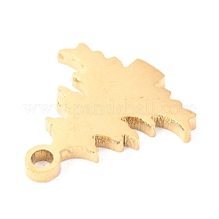 クリスマス 304 ステンレススチール チャーム  レーザー切断  クリスマスツリー  ゴールドカラー  12.5x12x1.1mm  穴：1.4mm&nbsp;STAS-O142-18G