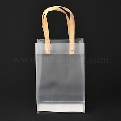 バレンタインデー用の長方形の無地透明トートバッグ  防水レジ袋  ハンドル付き  透明  32x14cm  10個/セット&nbsp;ABAG-M002-02B