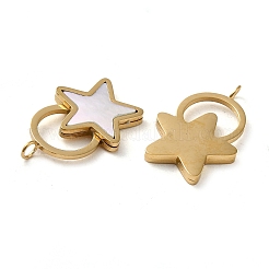 304ステンレスペンダント  シェルと  星のチャーム  14KGP本金メッキ  19.5x13x2mm  穴：2mm&nbsp;STAS-L022-298G