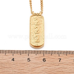 304ステンレススチール長方形数字ペンダントネックレス  18KGP本金メッキ  数2  16.14インチ（41cm）&nbsp;NJEW-D300-01G-02