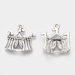 合金のチベット風チャーム  サーカス  鉛フリー＆カドミウムフリー  アンティークシルバー  22x21x4mm  穴：1.6mm  約200個/500g&nbsp;TIBEP-T052-21AS-RS