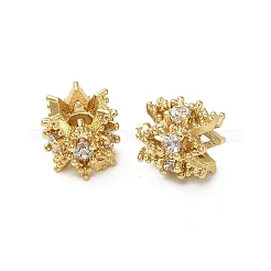 真鍮製マイクロパヴェキュービックジルコニアビーズ  花  18KGP本金メッキ  6.5x6.5mm  穴：2mm&nbsp;KK-B142-22G