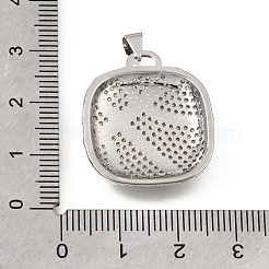 真鍮マイクロパヴェクリアキュービックジルコニアペンダント  スクエアチャーム  プラチナ  26x23x4.5mm  穴：4x4mm&nbsp;KK-Z163-10P