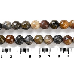 天然石瑪瑙ビーズ連売り  染め＆加熱  多面カット  ラウンド  ダークチソウ  10mm  穴：0.8mm  約37個/連  14.96''（38センチメートル）&nbsp;X-G-M437-B01-01A