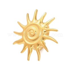 304ステンレススチール製調節可能なオープンカフリング  太陽  ゴールドカラー  36.5x35mm&nbsp;LS-RJEW-C146-01G