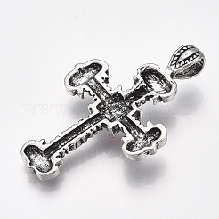 合金ビッグサイズペンダントトップ  ラインストーン付き  クロス  ライトシャム  アンティークシルバー  65x41.5x8mm  穴：9.5x5mm&nbsp;PALLOY-S178-52
