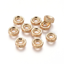 長持ちするメッキ合金スペーサービーズ  フラットラウンド  ゴールドカラー  6.2x2.2mm  穴：2mm&nbsp;X-PALLOY-E576-05G