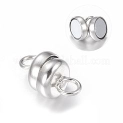 コラム真鍮製ループ付きマグネットクラスプ  鉛フリー＆ニッケルフリー＆カドミウムフリー  プラチナ  10x6mm  穴：1mm&nbsp;X-KK-M064-P-NR
