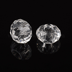 ガラスヨーロピアンビーズ  大穴ビーズ  芯金がない  ロンデル  透明  14x8mm  穴：5mm&nbsp;GDA007-01