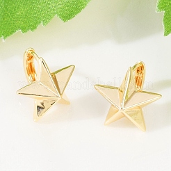 真鍮製フープピアス  スター  18KGP本金メッキ  12.5x13x12.5mm&nbsp;EJEW-Q016-10G