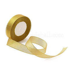 グリッターメタリックリボン  ラメリボン  オーガンジーの弓のためのDIYの材料  リバーシブル  ゴールデンロッド  1インチ（25mm）  25ヤード/ロール（22.86メートル/ロール）  5のロール/セット&nbsp;ORIB-25mm-G