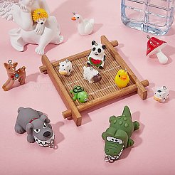 30個15スタイル不透明樹脂ペンダント  プラチナトーンのアイアンループ付き  動物とキノコ  ミックスカラー  15~54x13~29x10~26mm  穴：1.5~2mm  2個/スタイル&nbsp;RESI-SZ0001-62