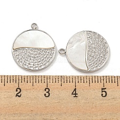 304ステンレスペンダント  シェルと  フラットラウンドのチャーム  ステンレス鋼色  18.5x16x2mm  穴：1.6mm&nbsp;STAS-L278-112P